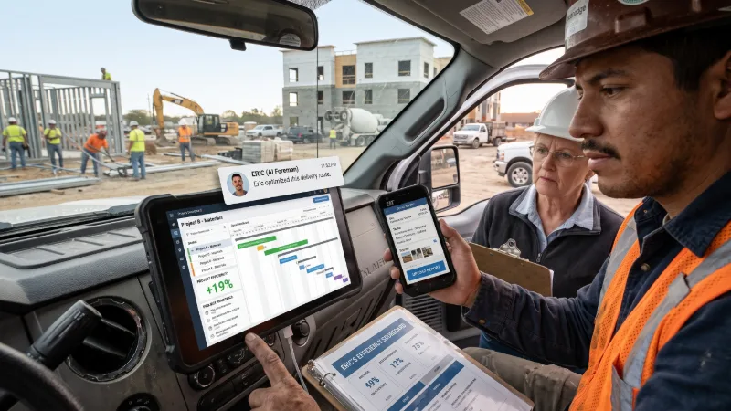 Construction crew scheduling and dispatch workbench interface