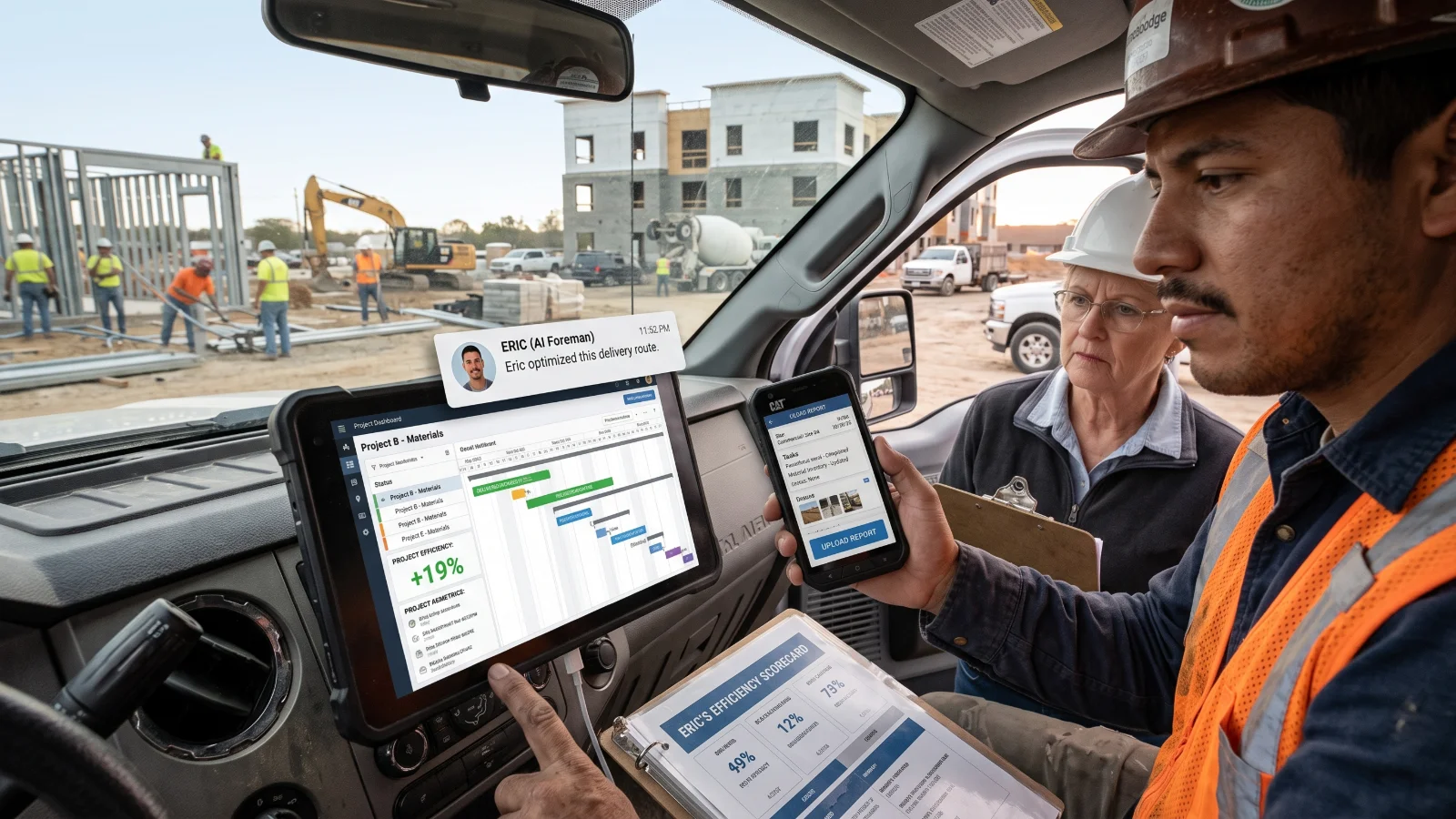 Construction crew scheduling and dispatch workbench interface