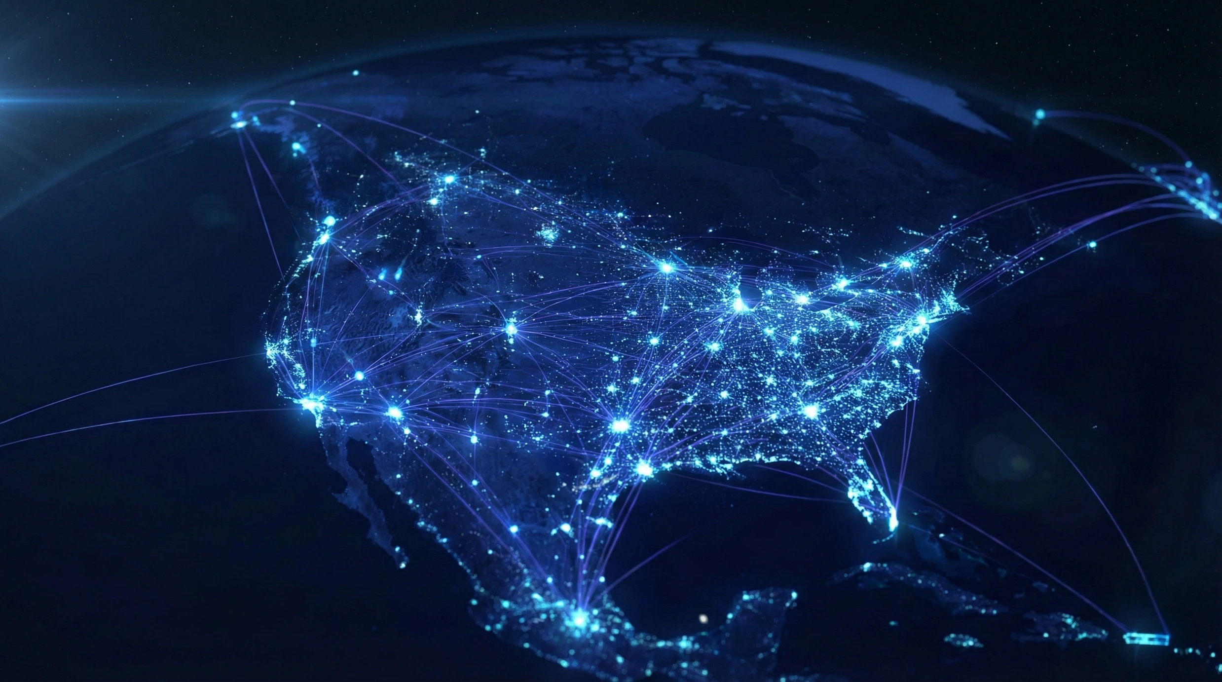 Connected North America at night