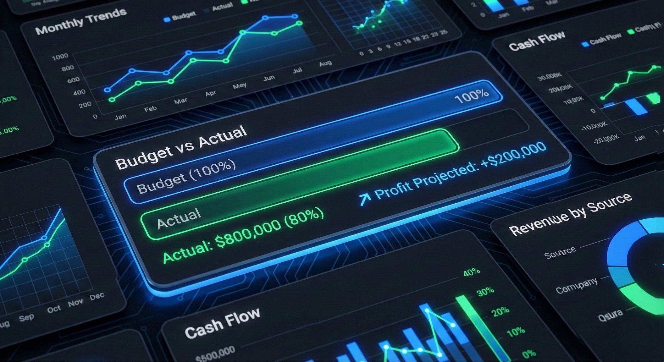 Real-time financial dashboard showing project profitability
