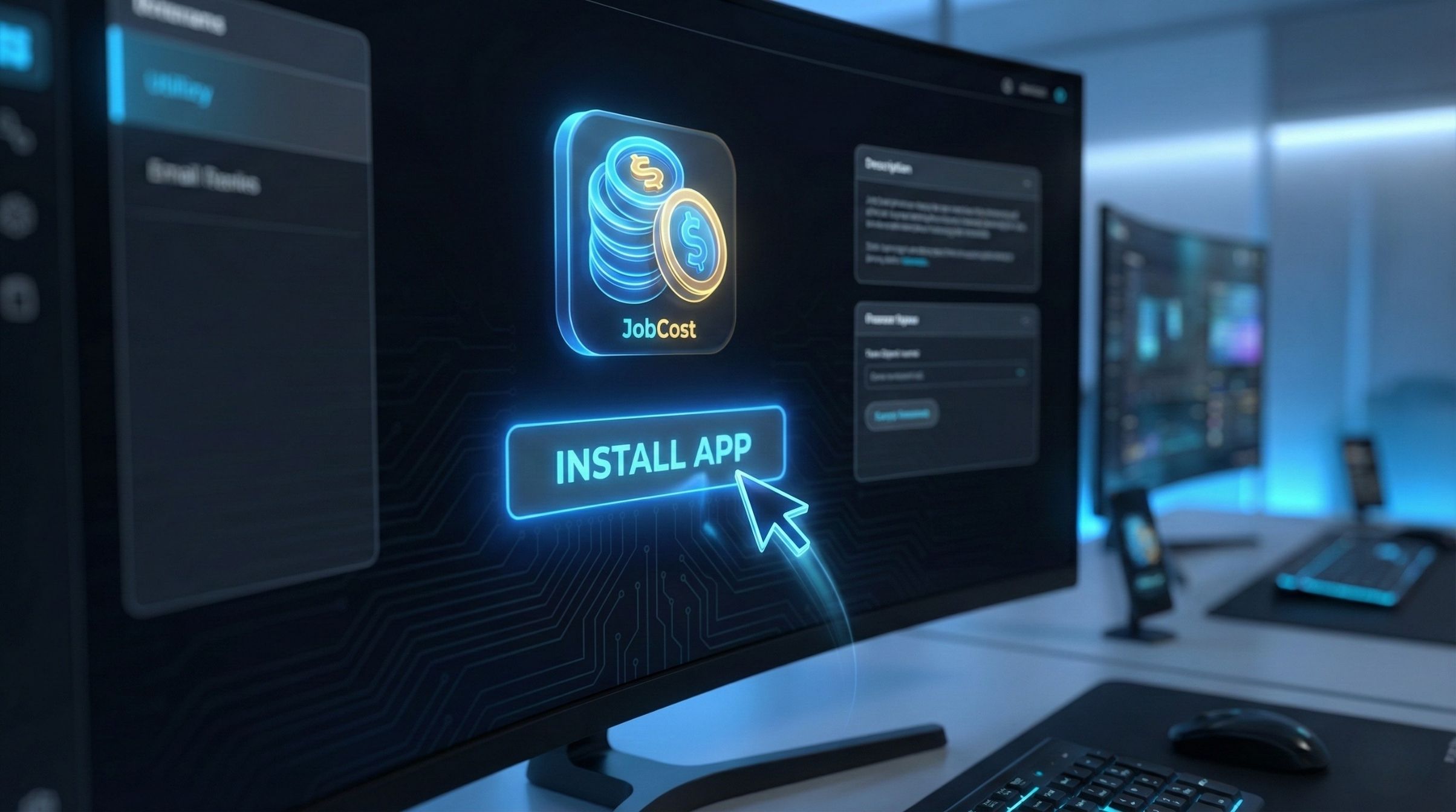 WorkSkedge App Store interface showing Install App button for JobCost